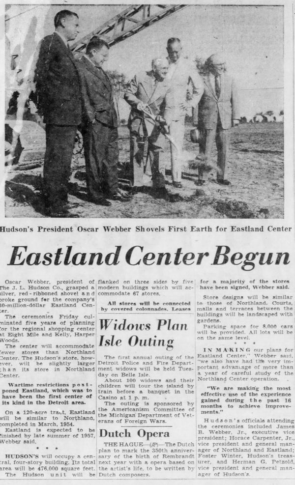 Eastland Center - Opening Article Aug 1955